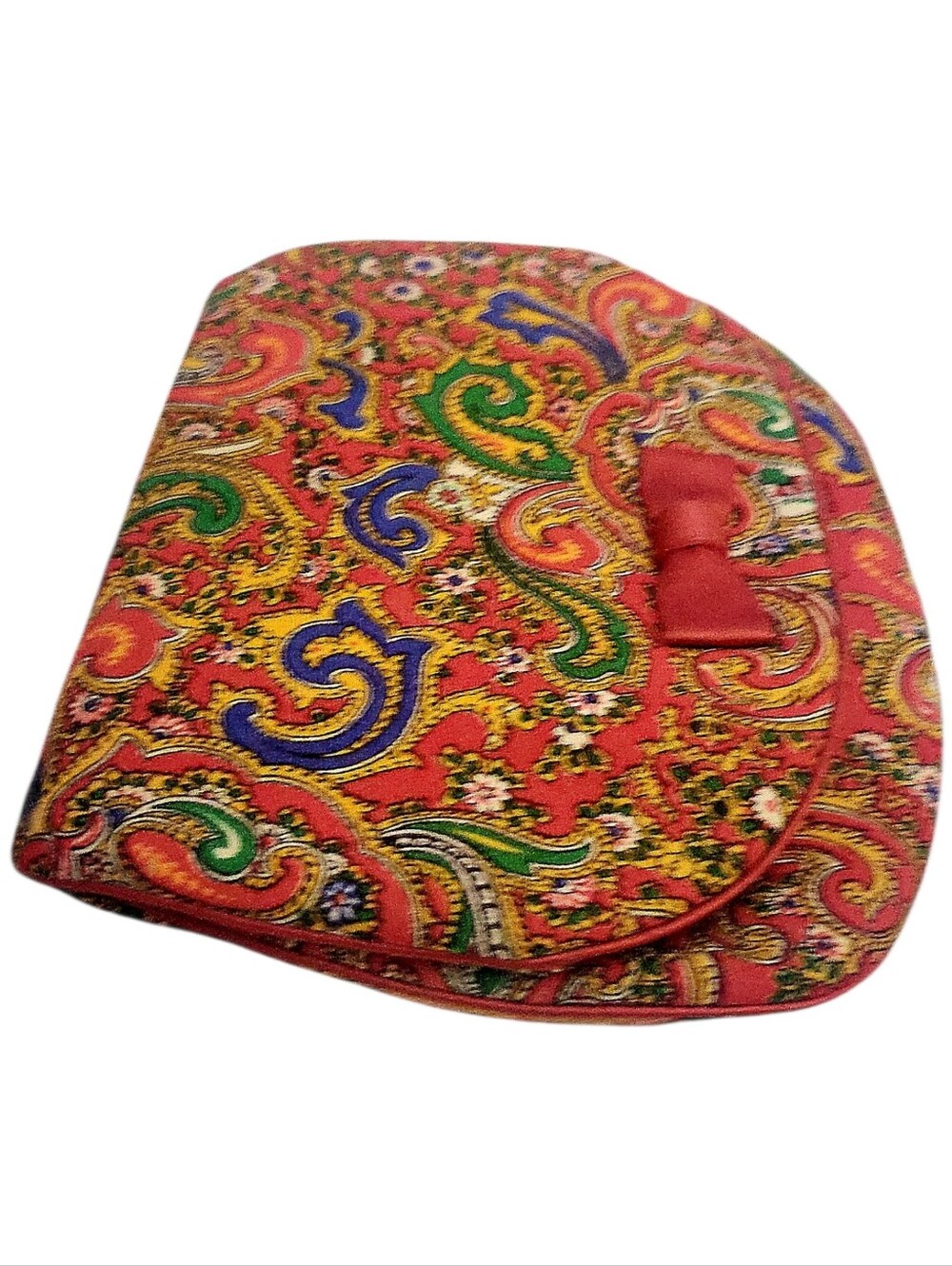 Vintage 60's Red Paisley Fold Over Clutch Purse With Attached Coin Purse - Picture 9 of 9